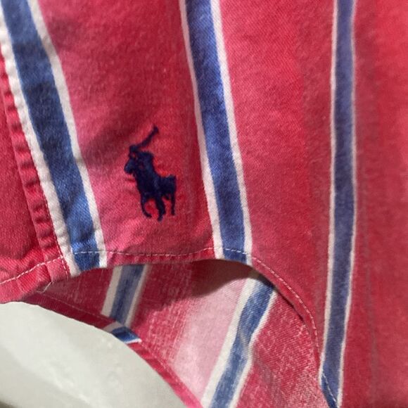 VTG Polo By Ralph Lauren S/S 100% Cotton Button Down SZ L Red/White/Blue - Picture 6 of 6